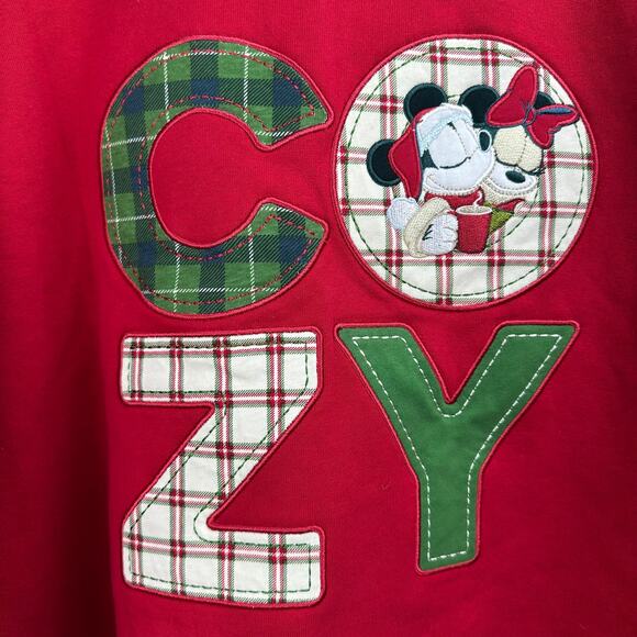Disney Parks Christmas Sweater Mickey & Minnie Red COZY Crop Crewneck 2XL - Picture 3 of 9